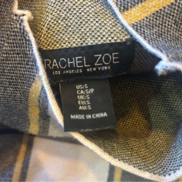 Rachel Zoe Plaid Mock Neck Sweater Top Women’s Small Gray Black Yellow - Picture 3 of 6
